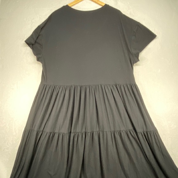 Jamie & Layla Tiered Dress Casual Midi Short Sleeve Knit Comfy Black 3X - Picture 6 of 7